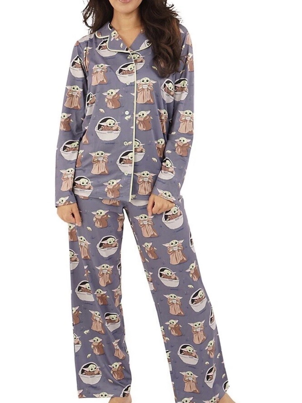 STAR WARS OFF TO SLEEP WE GO BABY YODA PAJAMAS WOMEN’S MED EXCELLENT CONDITION